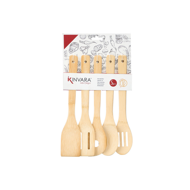 SET 5 UTENSILIOS BAMBU 
