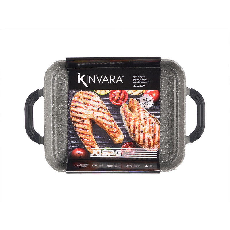 PLAQUE GRILLER GRIS 32X25CM PROFONDE ALU INDUCTION