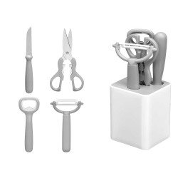 CONJUNTO 5PCS UTENSILIOS COZINHA CINZENTOS