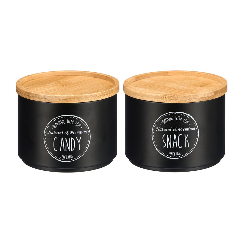 COUVERCLE BAMBOU POTS EMPILABLES ASSORT 2 NOIR