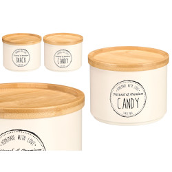 BARATTOLO IMPILABILE COPERCHIO BAMBU ASS 2 CREMA