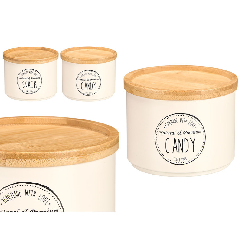 BARATTOLO IMPILABILE COPERCHIO BAMBU ASS 2 CREMA