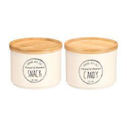 COUVERCLE BAMBOU POT EMPILABLE ASSORT 2 CREME