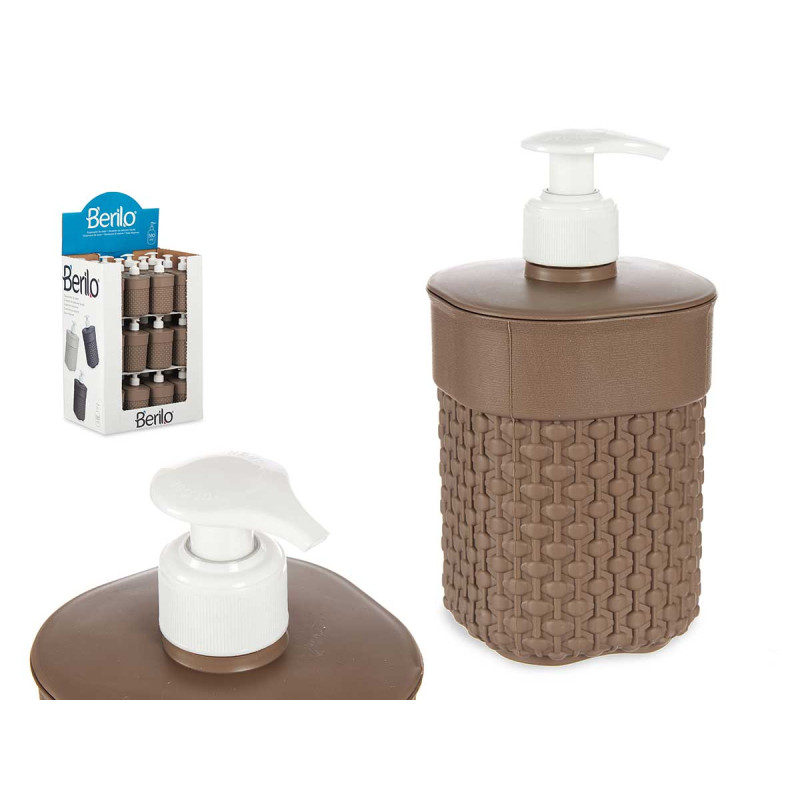 DOSIFICADOR PLASTICO BAÑO 580ML MARRON