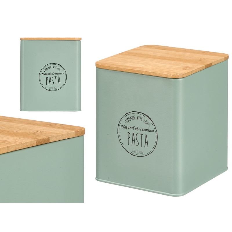 VASO QUADRATO COPERCHIO BAMBU PASTA MENTA