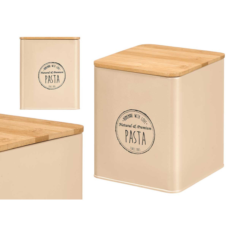 POT CARRE COUVERCLE BAMBOU PASTA BEIGE