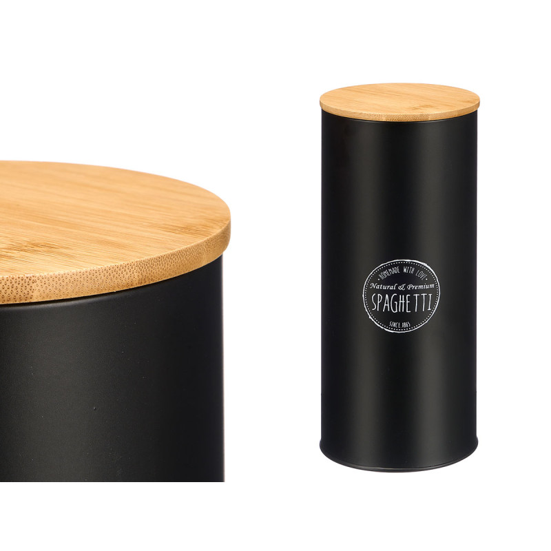 BARATTOLO ALTO COPERCHIO BAMBU SPAGHETTI NERO