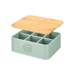 BOX 6 HOLES GREEN MINT BAMBOO TEA LID