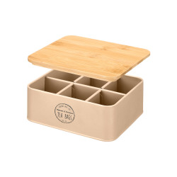 BOITE 6 TROUS COUVERCLE A THE BAMBOU BEIGE