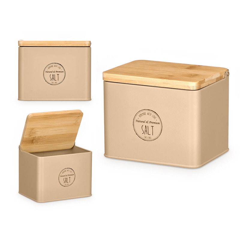 BEIGE BAMBOO SALT CELLAR LID