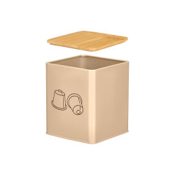 TARRO CUADRADO TAPA BAMBU PORTACAPSULAS BEIGE