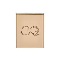 POT CARRE COUVERCLE BAMBOU PORTE-CAPSULE BEIGE