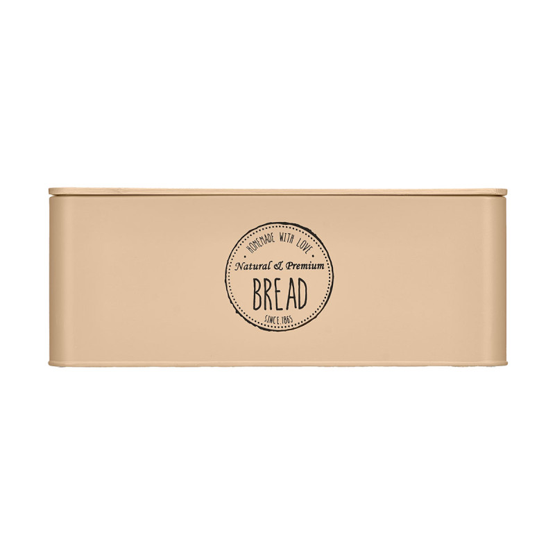 BREAD BOX BEIGE BAMBOO LID