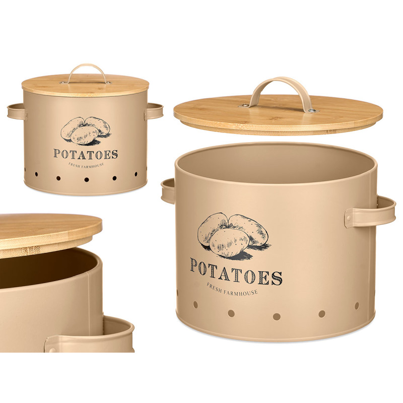 CESTINO PATATE COPERCHIO BAMBU BEIGE