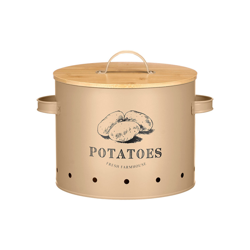 CAIXA BATATAS TAMPA BAMBU BEGE