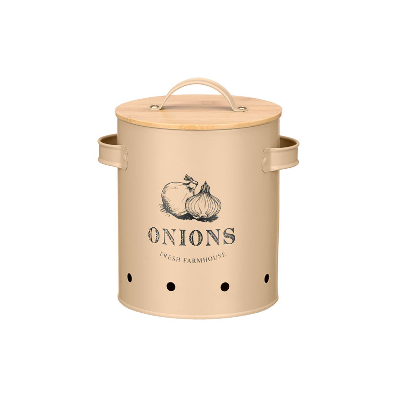 BEIGE BAMBOO LID ONION HOLDER