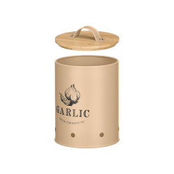 BARATTOLO PORTA AGLIO COPERCHIO BAMBU BEIGE
