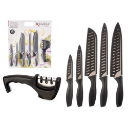 SET 5 KNIVES SHARPENER BLACK
