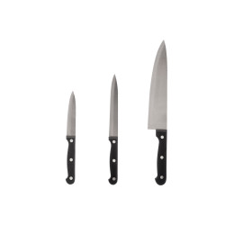 SET 3 CUCHILLOS TIJERAS AFILADOR NEGRO