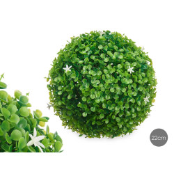 BOLA REDONDA 22 CM FOLHAS VERDES FLORES BRANCAS