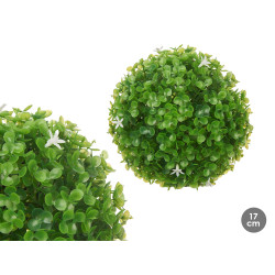 BOLA REDONDA 17 CM FOLHAS VERDES FLORES BRANCAS