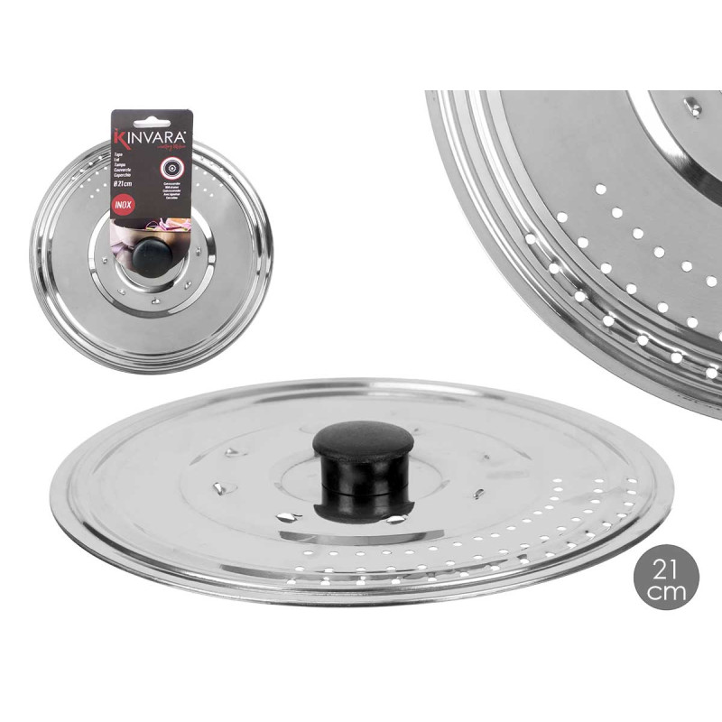 TAPA SARTEN METAL CON ESCURRIDOR 21 CM 
