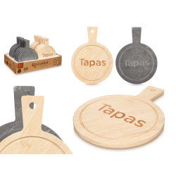 TABLA REDONDA BAMBU Y PIZARRA DEC TAPAS