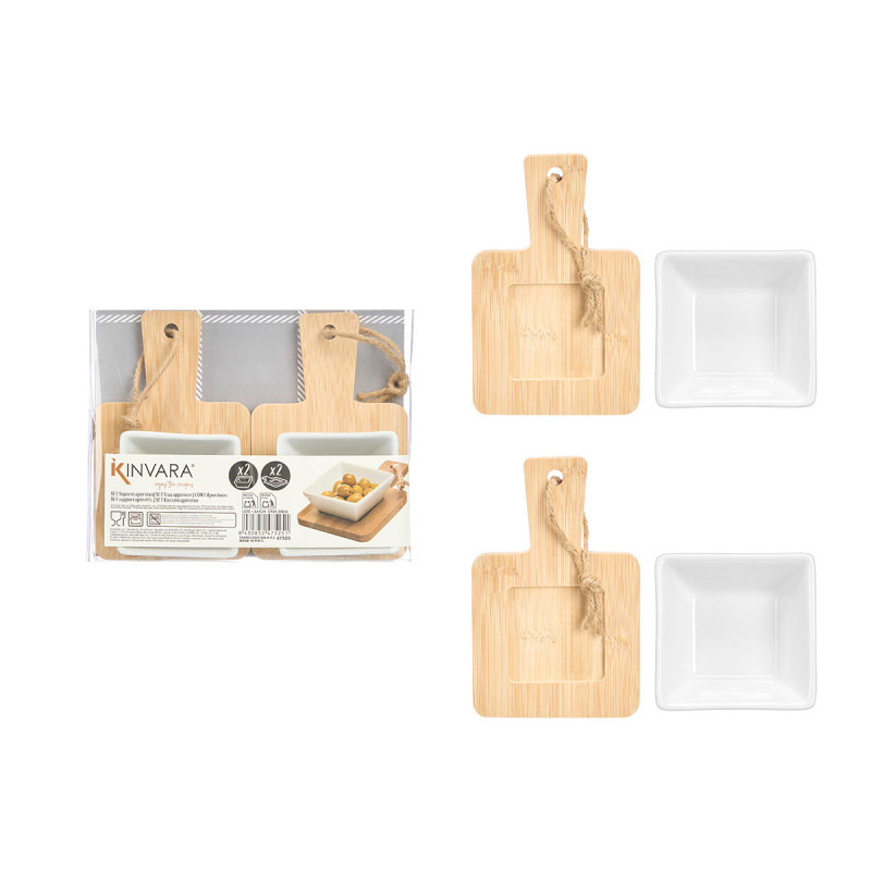 SET 2 BOWL TRAY APPETIZER SQARE