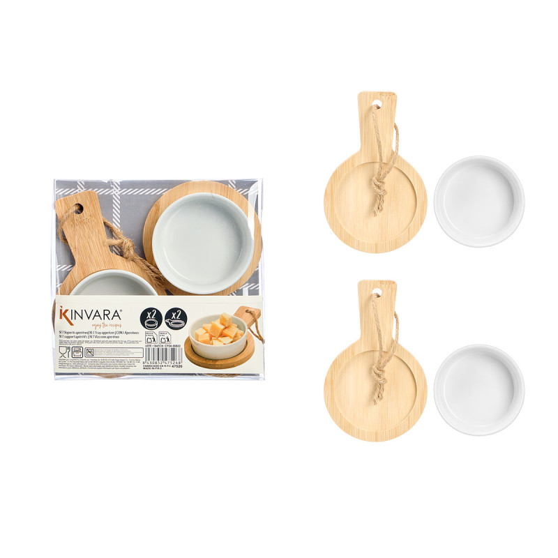 SET 2 BOLS APÉRITIFS RONDS AVEC SUPPORT