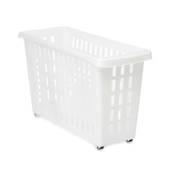 WHITE PLASTIC CLOSET ORGANIZER WITH WHEELS 