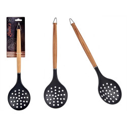 ESPUMADERA NYLON MANGO MADERA DE HAYA 34,3CM