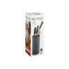 KNIFE BLOCK WHIT 5 KNIFES BLACK HANDLE