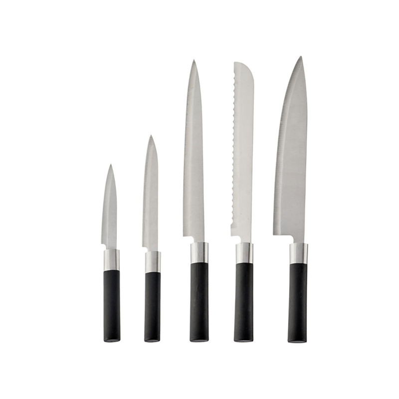 COUTELIER AVEC 5 COUTEAUX MANCHE NOIR