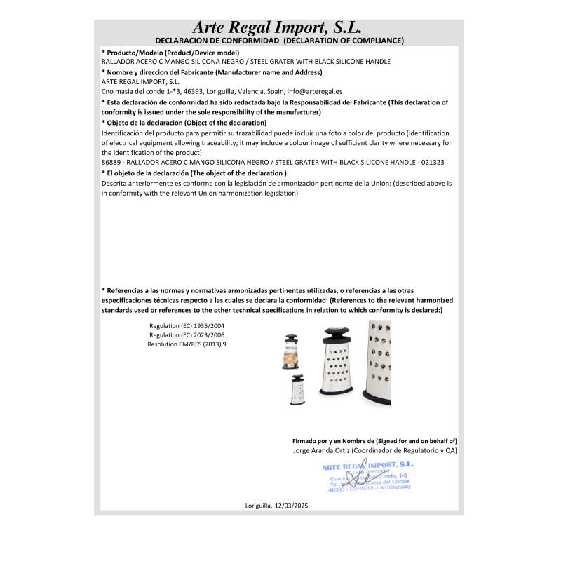 RÂPE EN ACIER AVEC MANCHE EN SILICONE NOIR