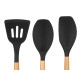 SET 3 PELLES DE CUISINE EN BOIS ET SILICONE NOIR