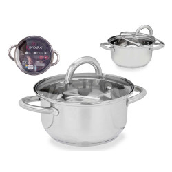 CAÇEROLA AÇO 18 CM COM TAMPA VIDRO