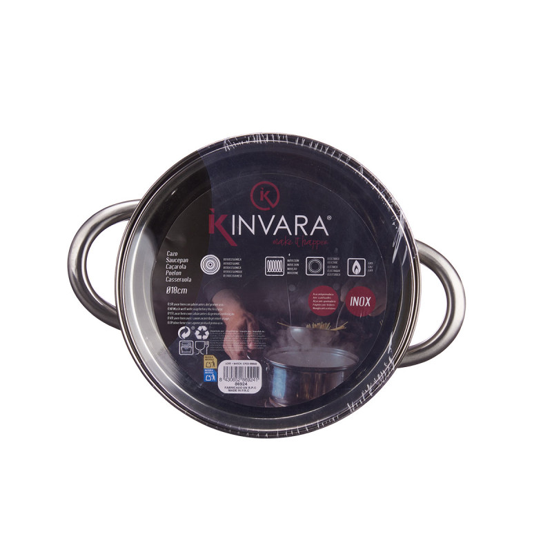 CAÇEROLA AÇO 18 CM COM TAMPA VIDRO