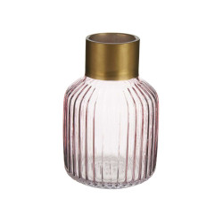 VASO CRISTALLO RIGHE ORO PICCOLO ROSA
