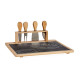 TABLE FROMAGES BAMBOU ET ARDOISE AVEC 4 COUTEAUX 
