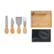 TABLE FROMAGES BAMBOU ET ARDOISE AVEC 4 COUTEAUX 