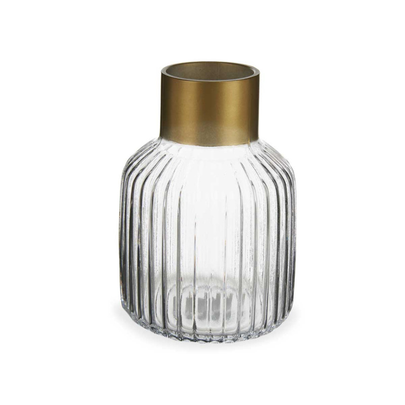VASO CRISTALLO RIGHE ORO GRANDE TRASPARENTE