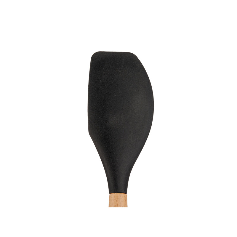 SPATOLA BURRO SILICONE NERO MANICO LEGNO