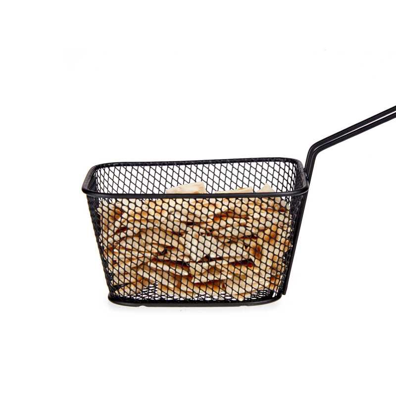 BASKET WITH HANDLE IN MATT BLACK STEEL
