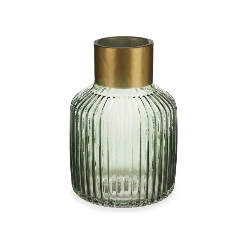 VASO VIDRO LISO DOURADO GRANDE VERDE