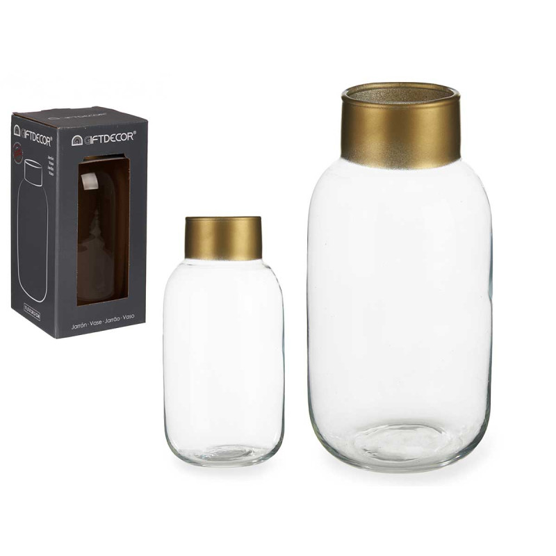 CRYSTAL VASE SMOOTH GOLD SMALL TRANSPARENT
