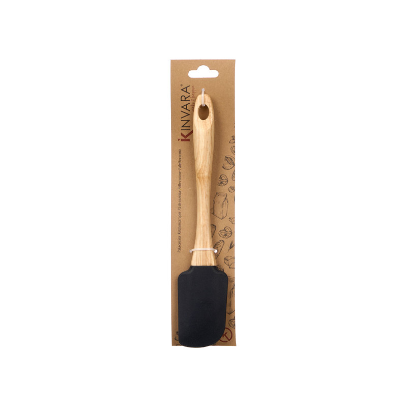 BLACK SILICONE SHOVEL WITH WOODEN HANDLE