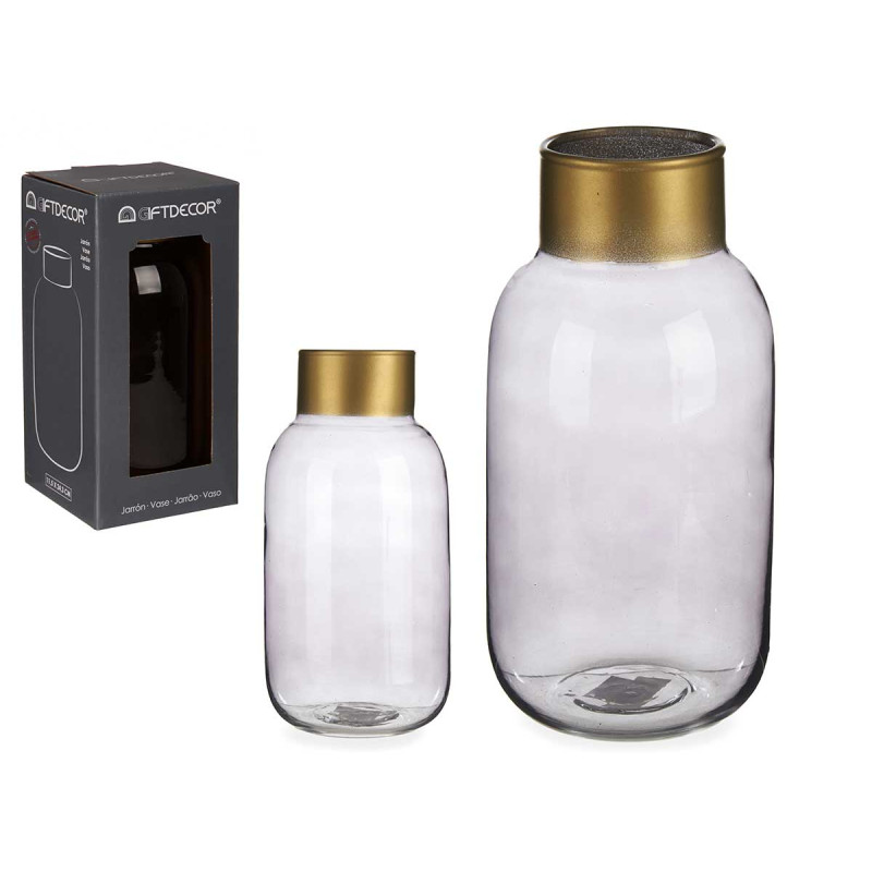 VASE EN VERRE LISSE OR PETIT ANTHRACITE