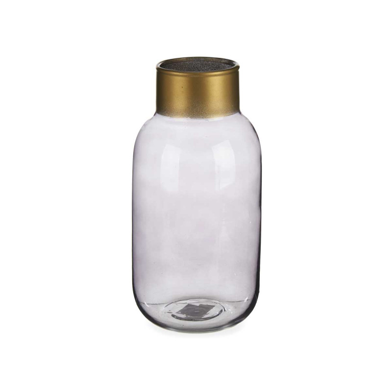 CRYSTAL VASE SMOOTH GOLD SMALL ANTHRACITE
