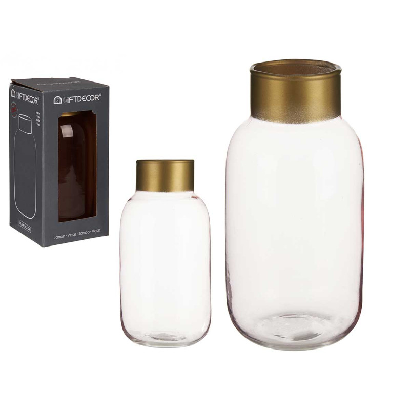 CRYSTAL VASE SMOOTH GOLD SMALL PINK