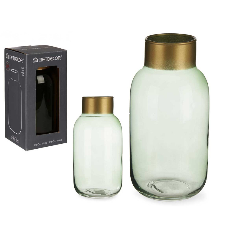 VASE EN VERRE LISSE OR PETIT VERT